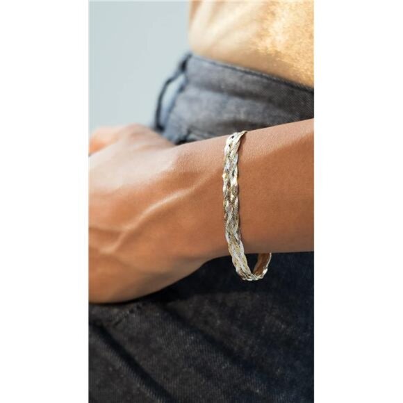 Italian 925 Sterling Silver, Tri-Color 18K Gold Plated 6-Strand - Picture 2 of 6